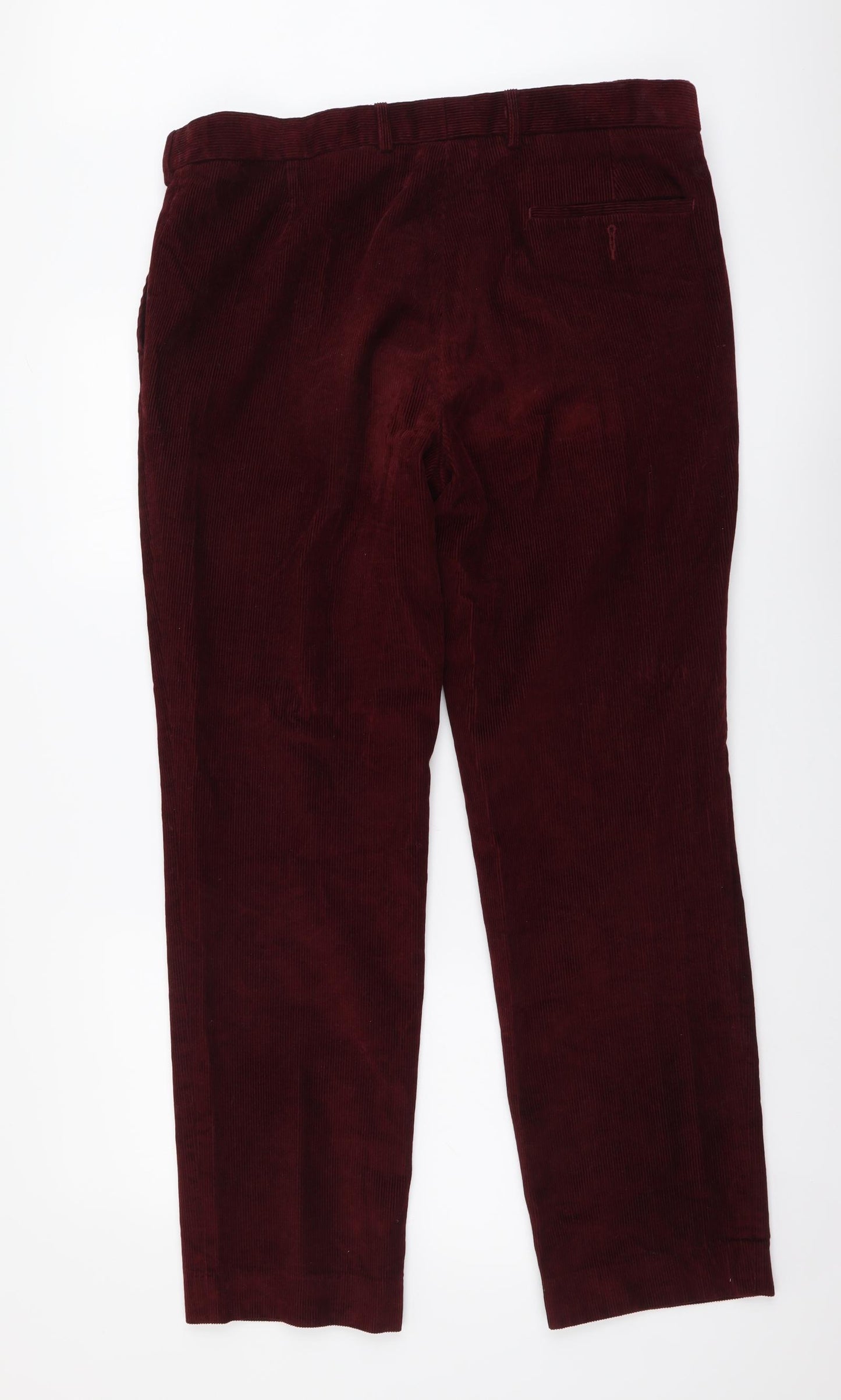 Marks and Spencer Mens Red Cotton Straight Jeans Size 36 in L31 in Regular Button