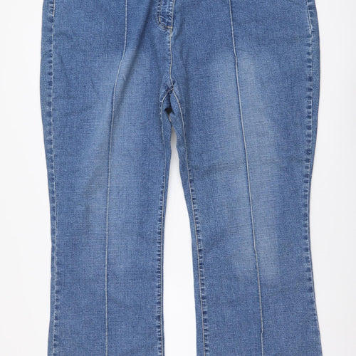UNION BLUES Womens Blue Cotton Bootcut Jeans Size 28 L30 in Regular Button