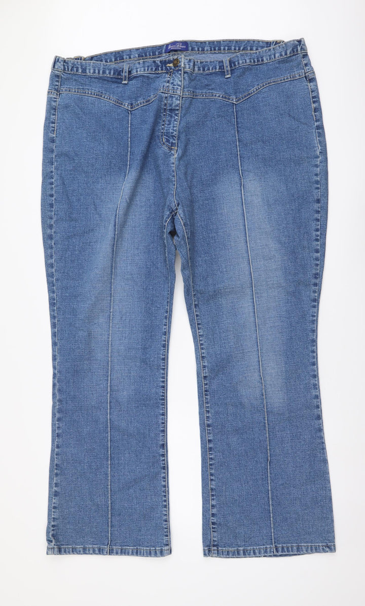 UNION BLUES Womens Blue Cotton Bootcut Jeans Size 28 L30 in Regular Button
