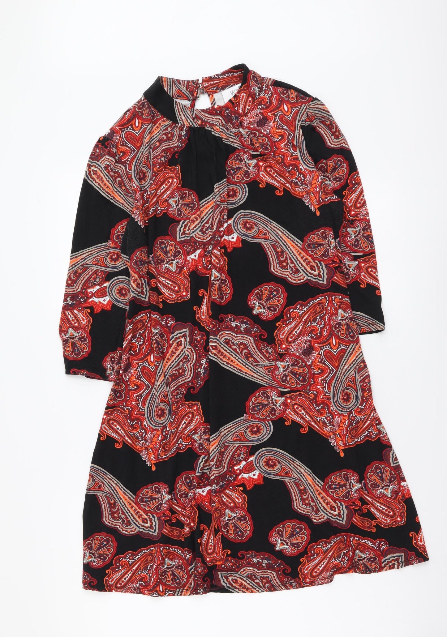 Wallis Womens Multicoloured Geometric Viscose A-Line Size 12 Mock Neck Pullover