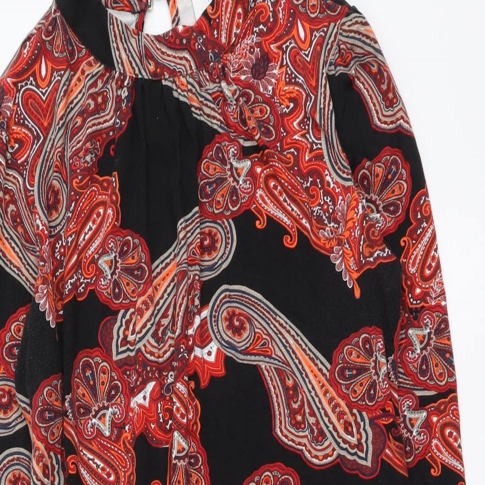 Wallis Womens Multicoloured Geometric Viscose A-Line Size 12 Mock Neck Pullover