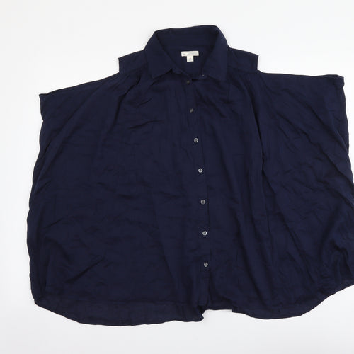 Gap Womens Blue Cotton Basic Blouse Size S Collared