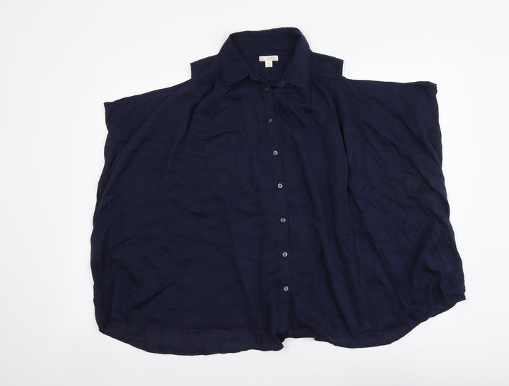 Gap Womens Blue Cotton Basic Blouse Size S Collared
