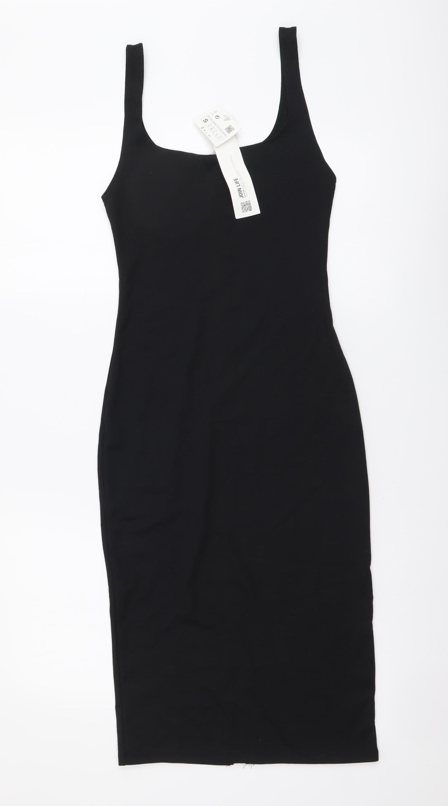 Zara Womens Black Cotton Bodycon Size S Scoop Neck Pullover