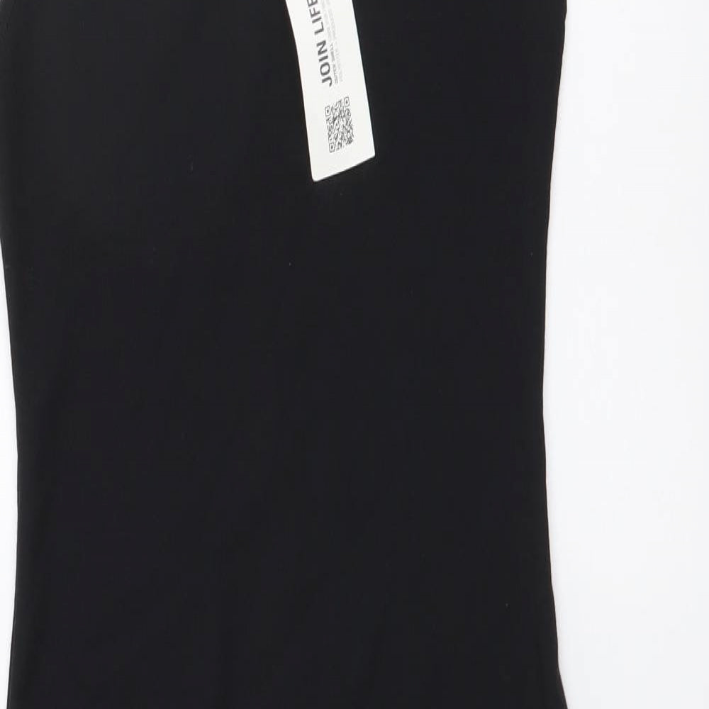 Zara Womens Black Cotton Bodycon Size S Scoop Neck Pullover