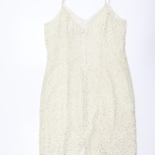 For Women Womens Beige Polyester Mini Size 12 V-Neck Zip