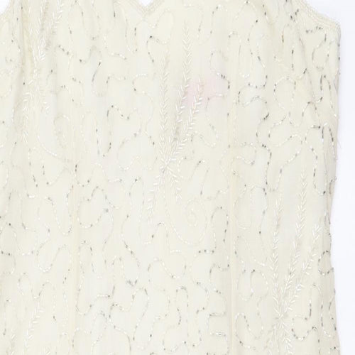 For Women Womens Beige Polyester Mini Size 12 V-Neck Zip