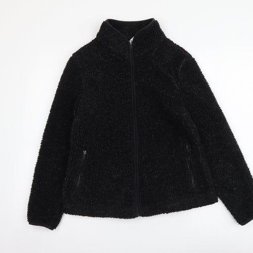 Preworn Womens Black Polyester Full Zip Sweatshirt Size 12 Zip