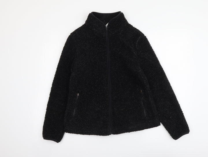 Preworn Womens Black Polyester Full Zip Sweatshirt Size 12 Zip