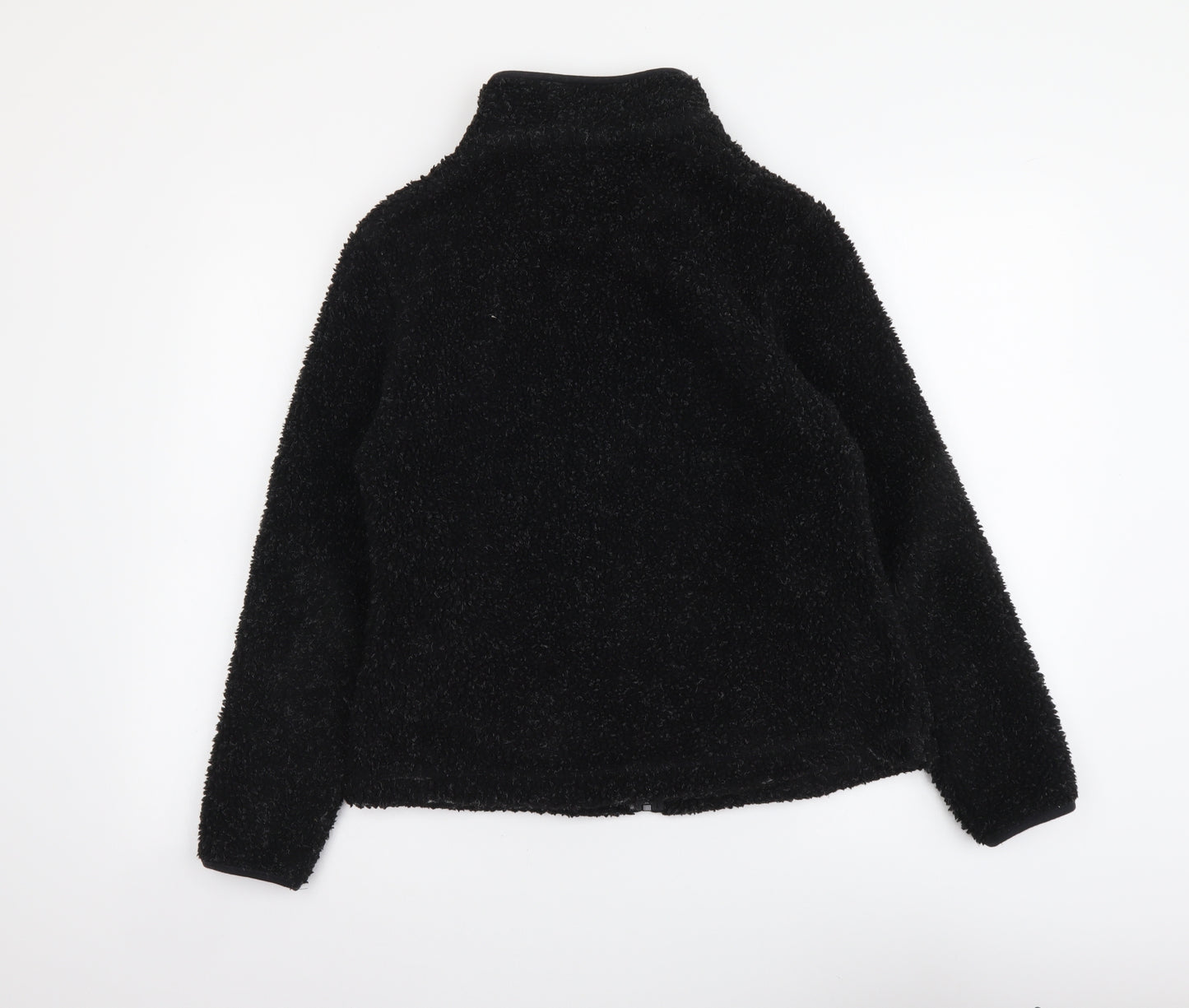 Preworn Womens Black Polyester Full Zip Sweatshirt Size 12 Zip
