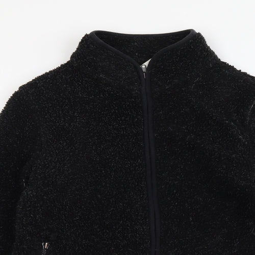 Preworn Womens Black Polyester Full Zip Sweatshirt Size 12 Zip