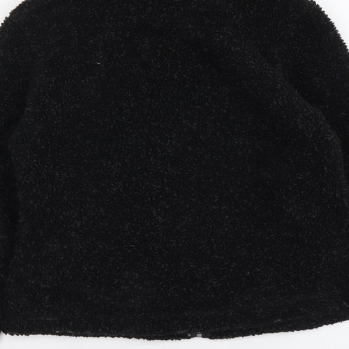 Preworn Womens Black Polyester Full Zip Sweatshirt Size 12 Zip