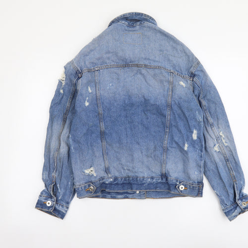 FB sister Womens Blue Jacket Size XS Button - Distressed Look