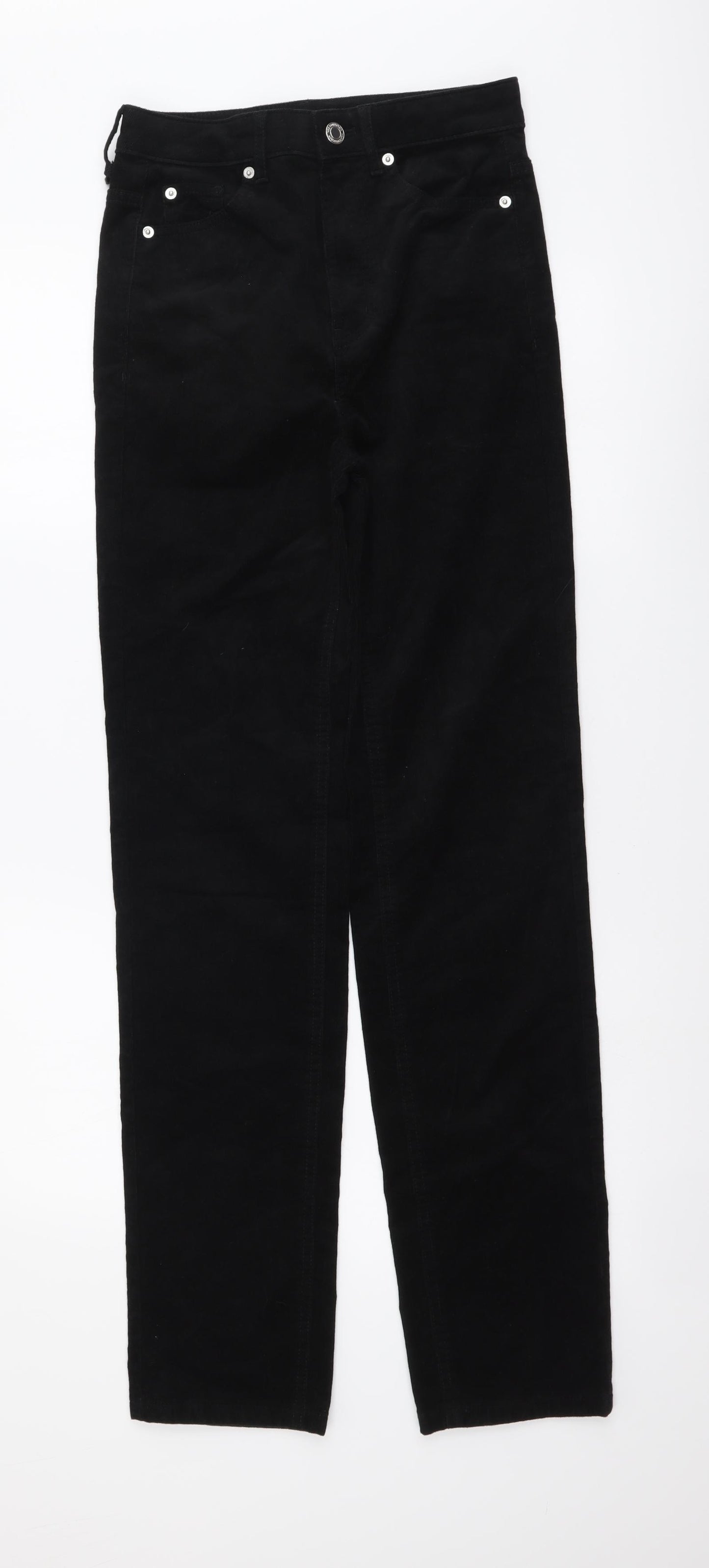 Marks and Spencer Womens Black Cotton Straight Jeans Size 8 L31 in Slim Button