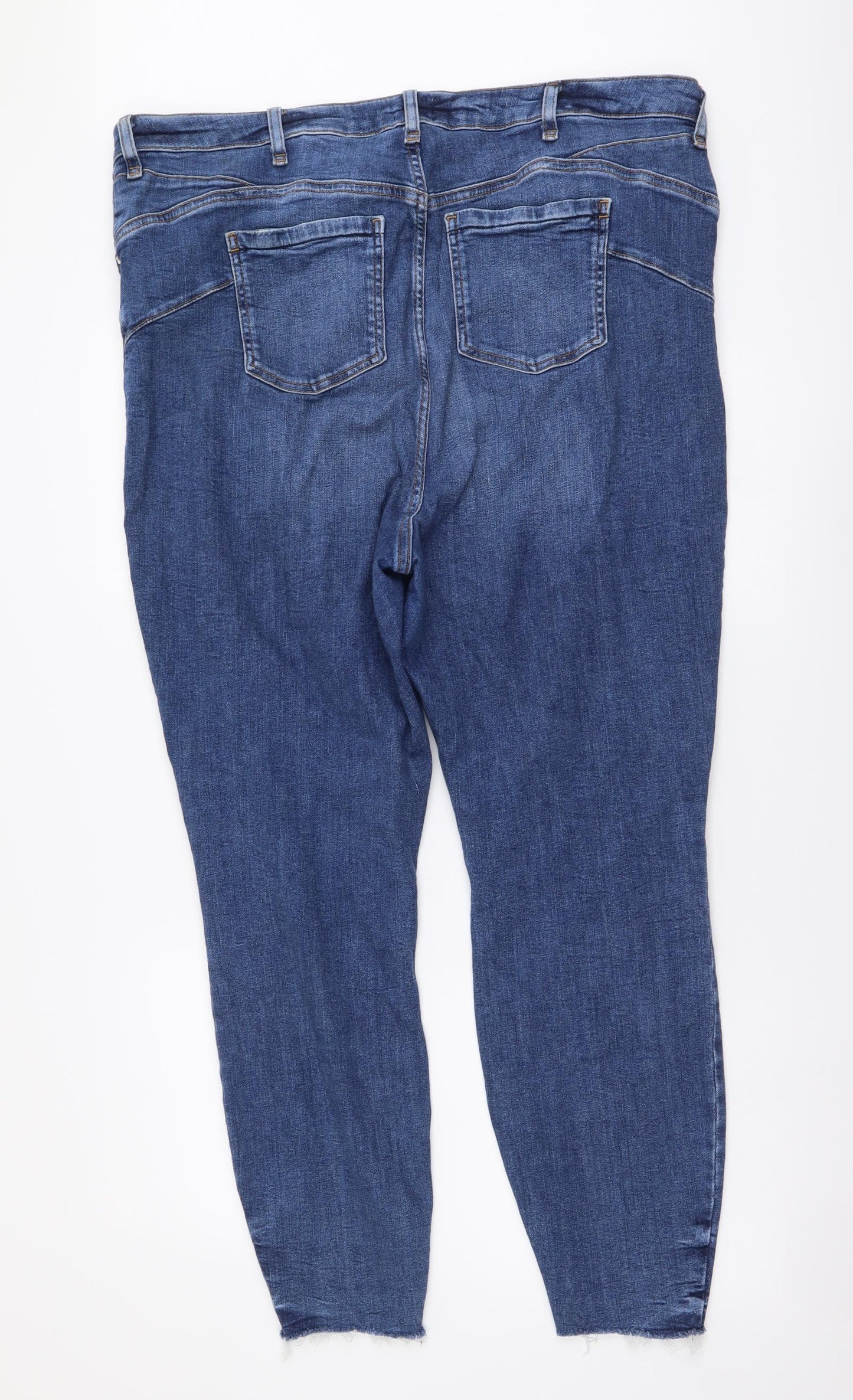 River Island Womens Blue Cotton Skinny Jeans Size 22 L28 in Regular Button
