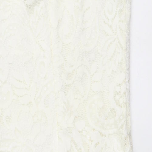 Topshop Womens Ivory Geometric Polyester Mini Size 8 Square Neck Zip