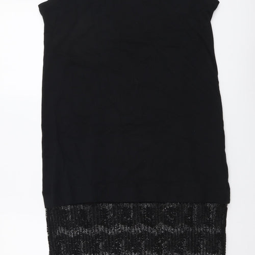 Zara Womens Black Cotton Tank Dress Size S Round Neck Pullover