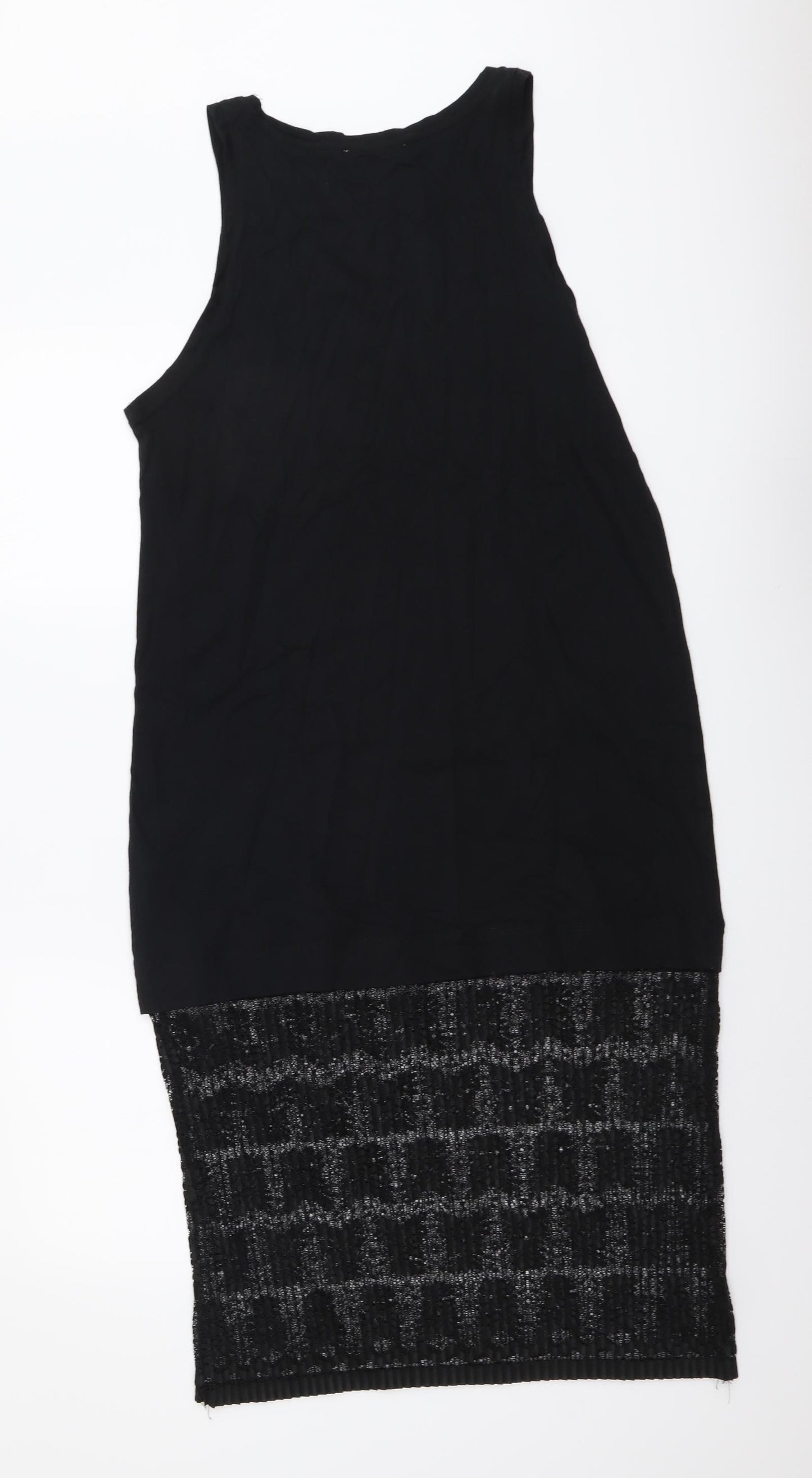 Zara Womens Black Cotton Tank Dress Size S Round Neck Pullover