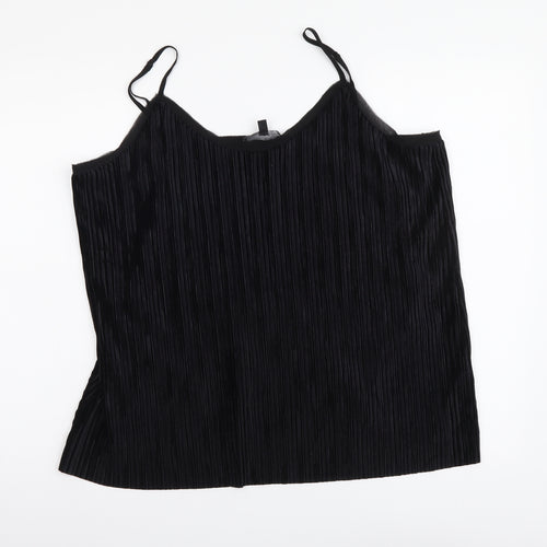 Jasmine & Juliana Womens Black Polyester Camisole Tank Size XL V-Neck