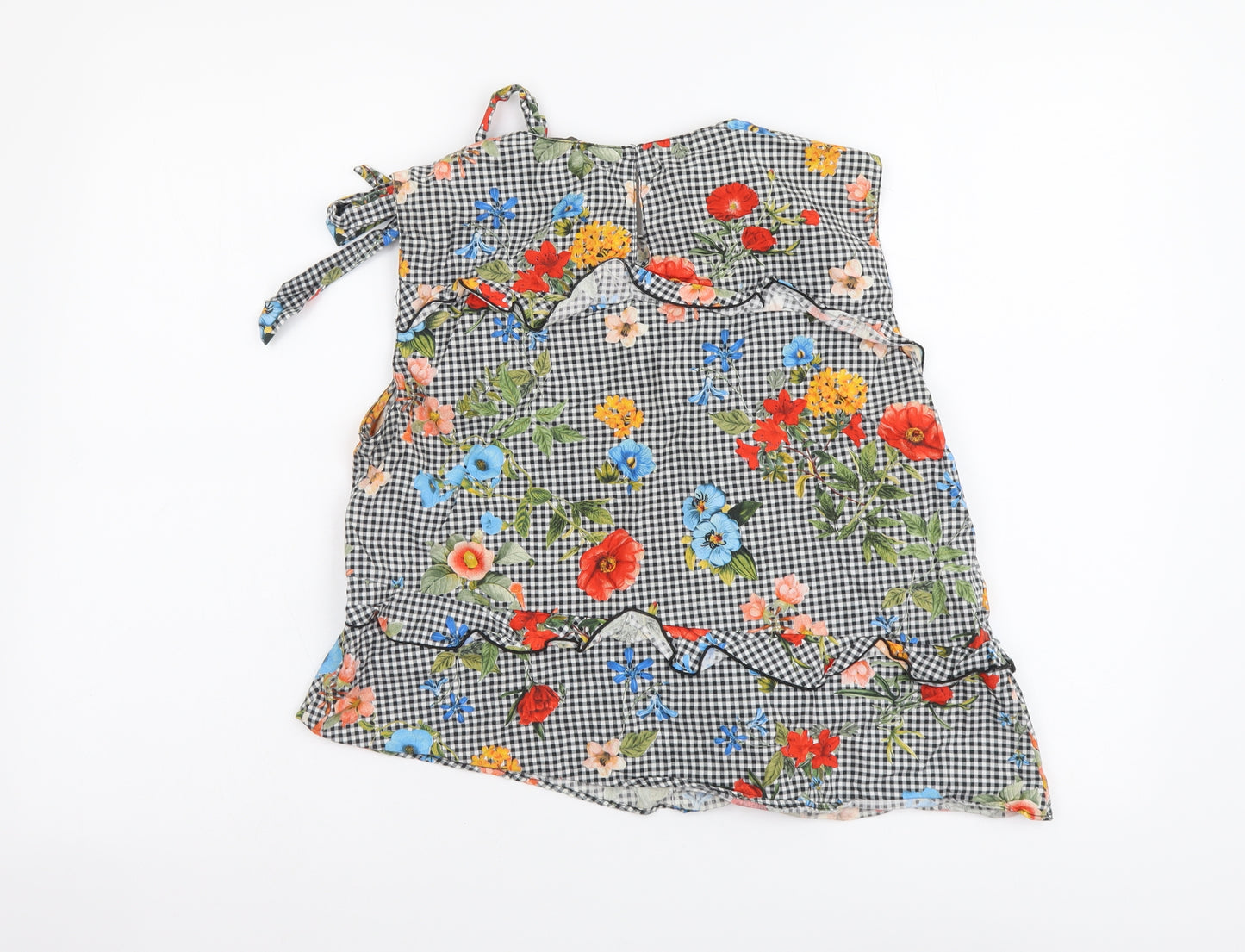 Zara Womens Multicoloured Floral Cotton Basic Tank Size M Round Neck