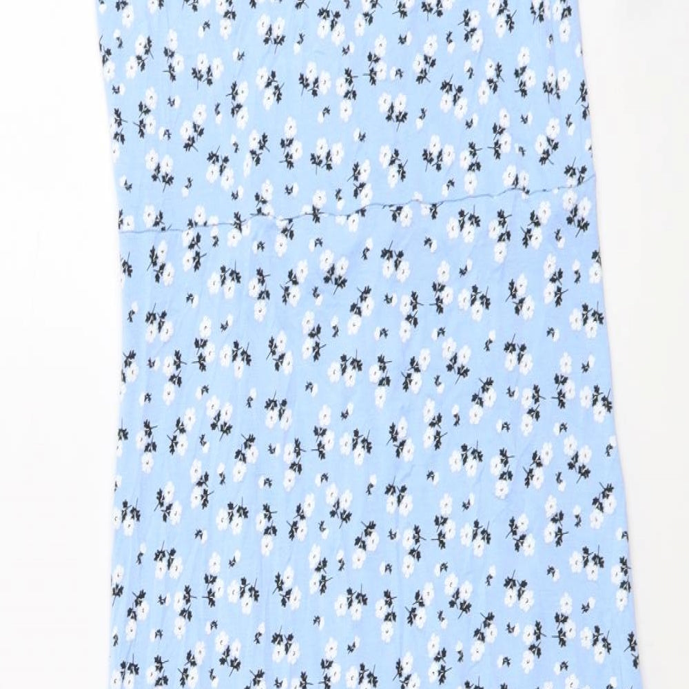Quiz Womens Blue Floral Polyester Pencil Dress Size 12 Scoop Neck Pullover