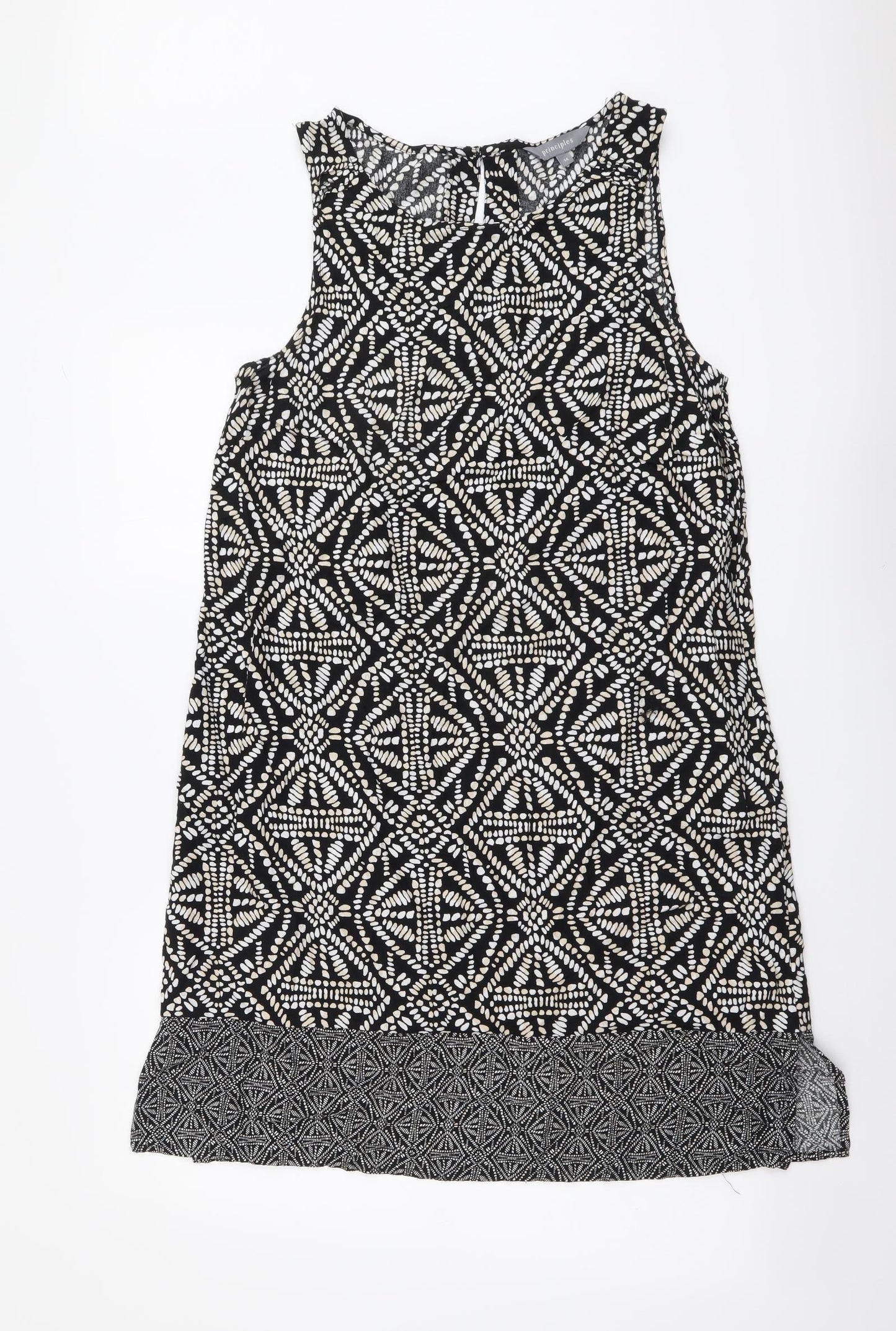Principles Womens Multicoloured Geometric Viscose Tank Dress Size 14 Round Neck Pullover