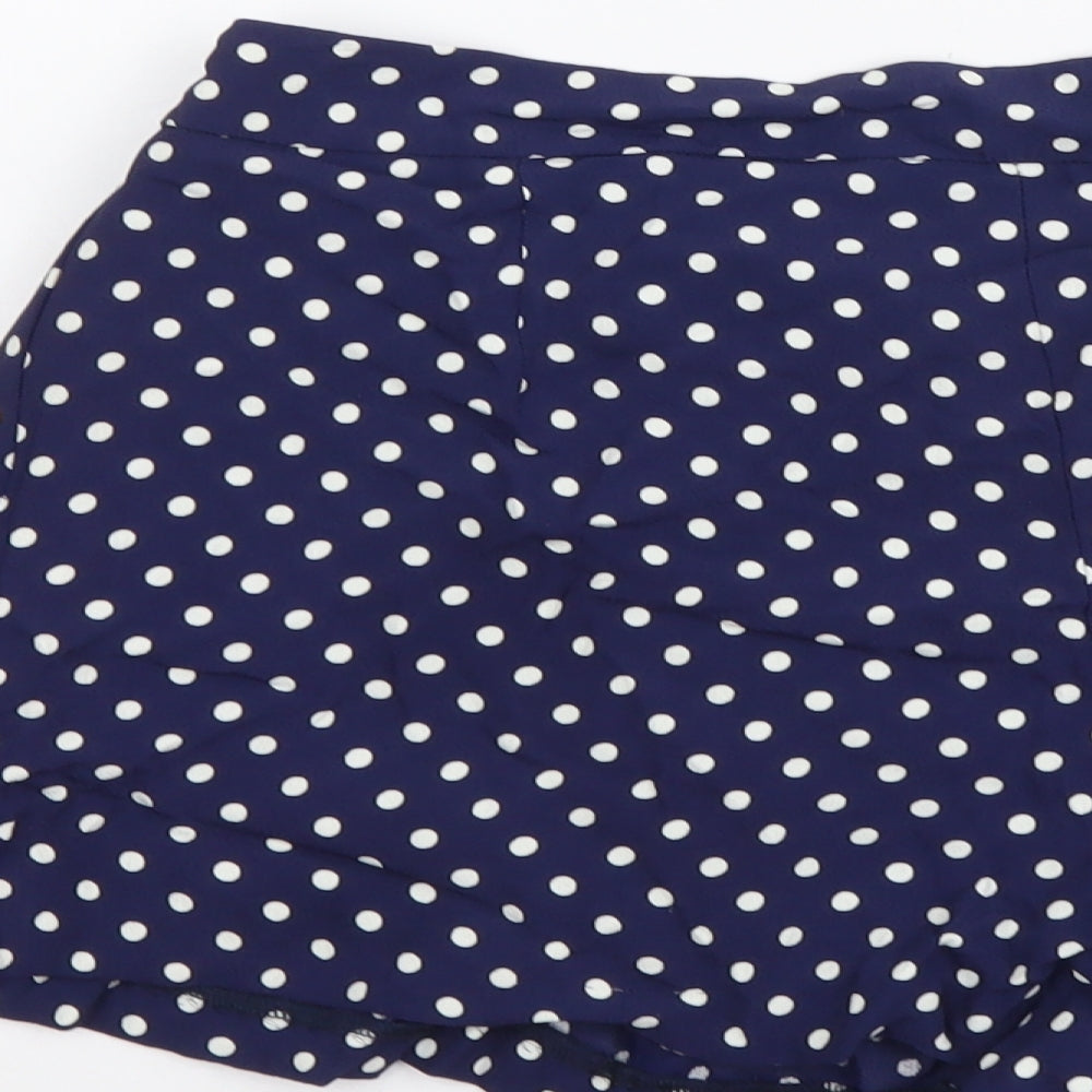 Zara Womens Blue Polka Dot Polyester Paperbag Shorts Size M L3 in Regular Zip