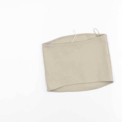 Zara Womens Beige Polyester Cropped Tank Size S Off the Shoulder - Bandeau Top