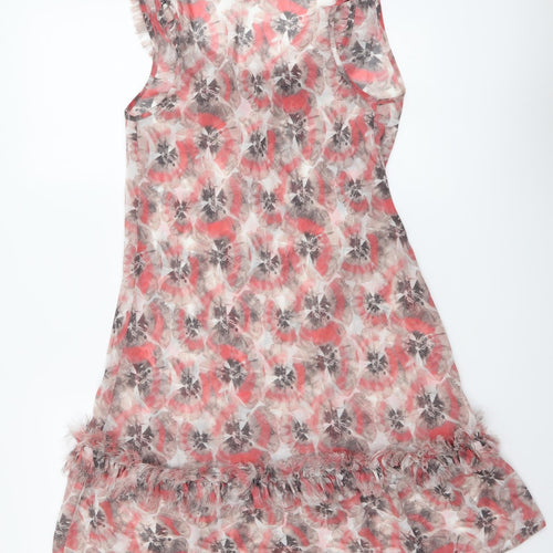 Topshop Womens Multicoloured Floral Polyester Tank Dress Size 10 Round Neck Pullover