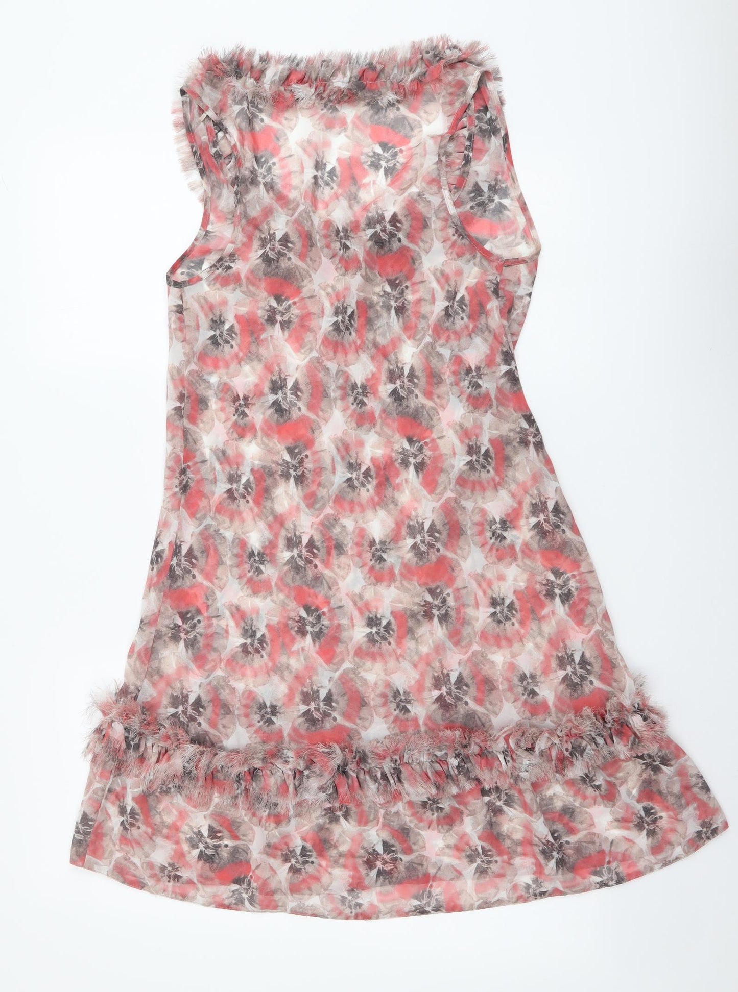 Topshop Womens Multicoloured Floral Polyester Tank Dress Size 10 Round Neck Pullover
