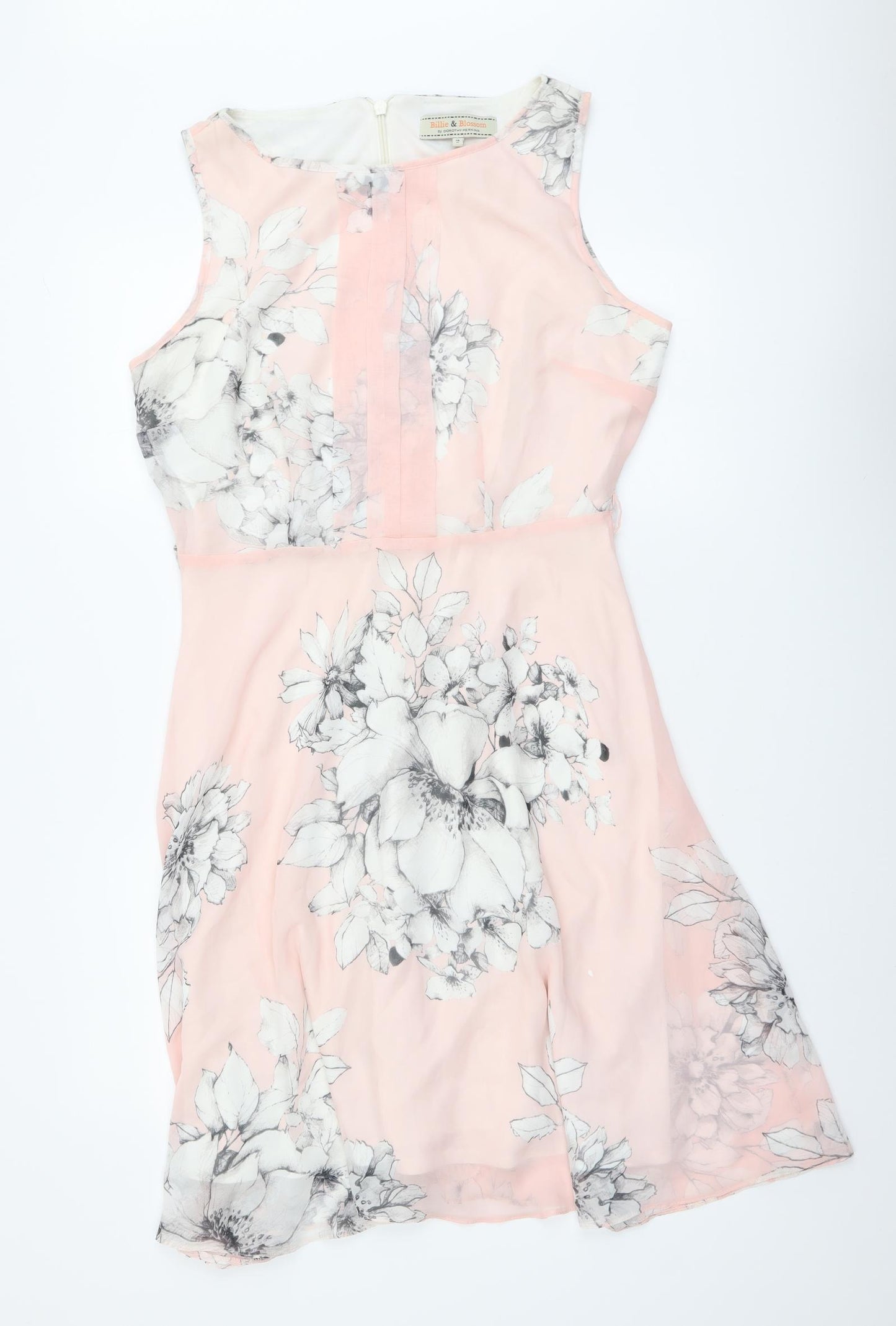 Dorothy Perkins Womens Pink Floral Polyester A-Line Size 14 Round Neck Pullover