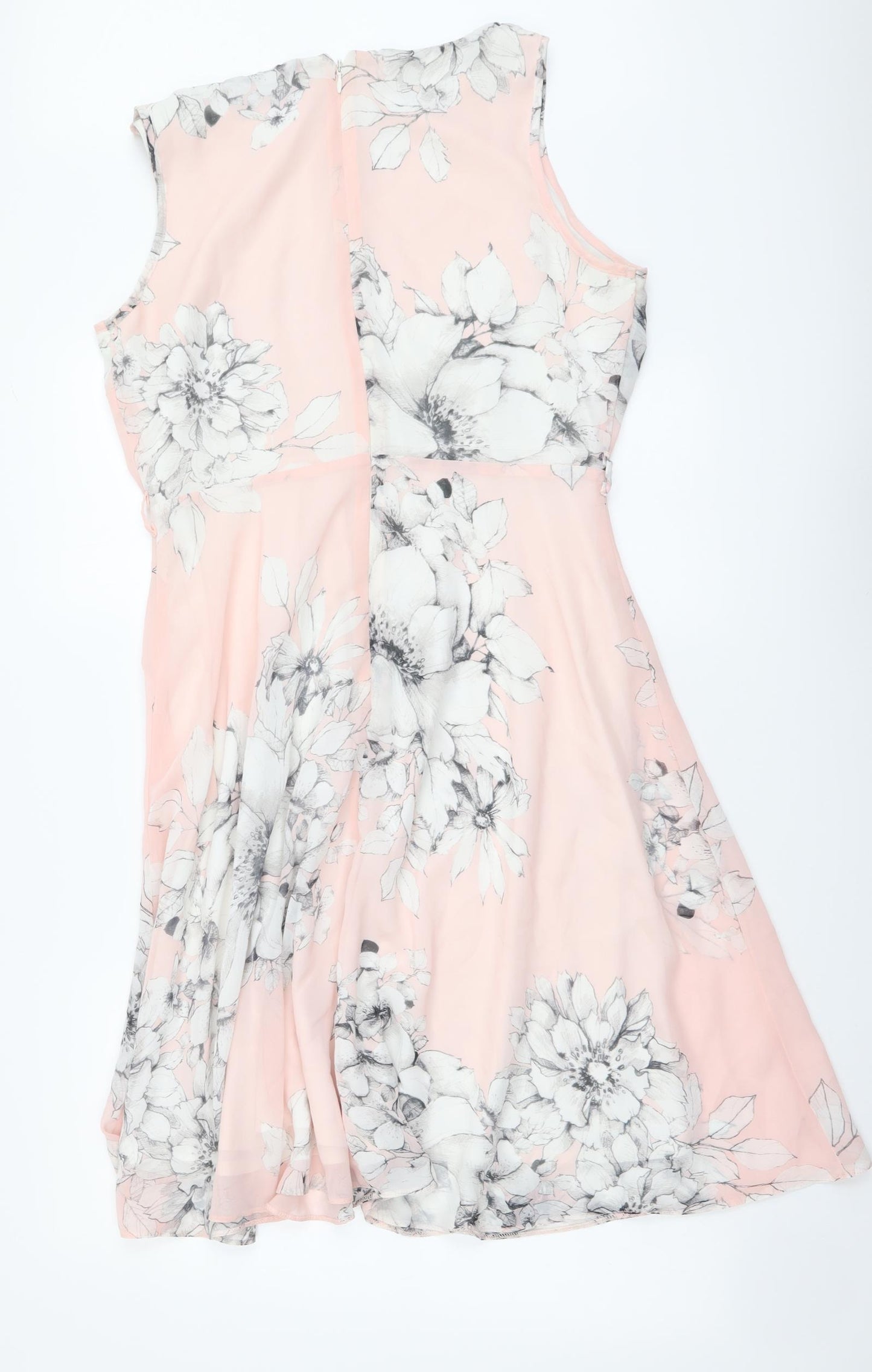 Dorothy Perkins Womens Pink Floral Polyester A-Line Size 14 Round Neck Pullover