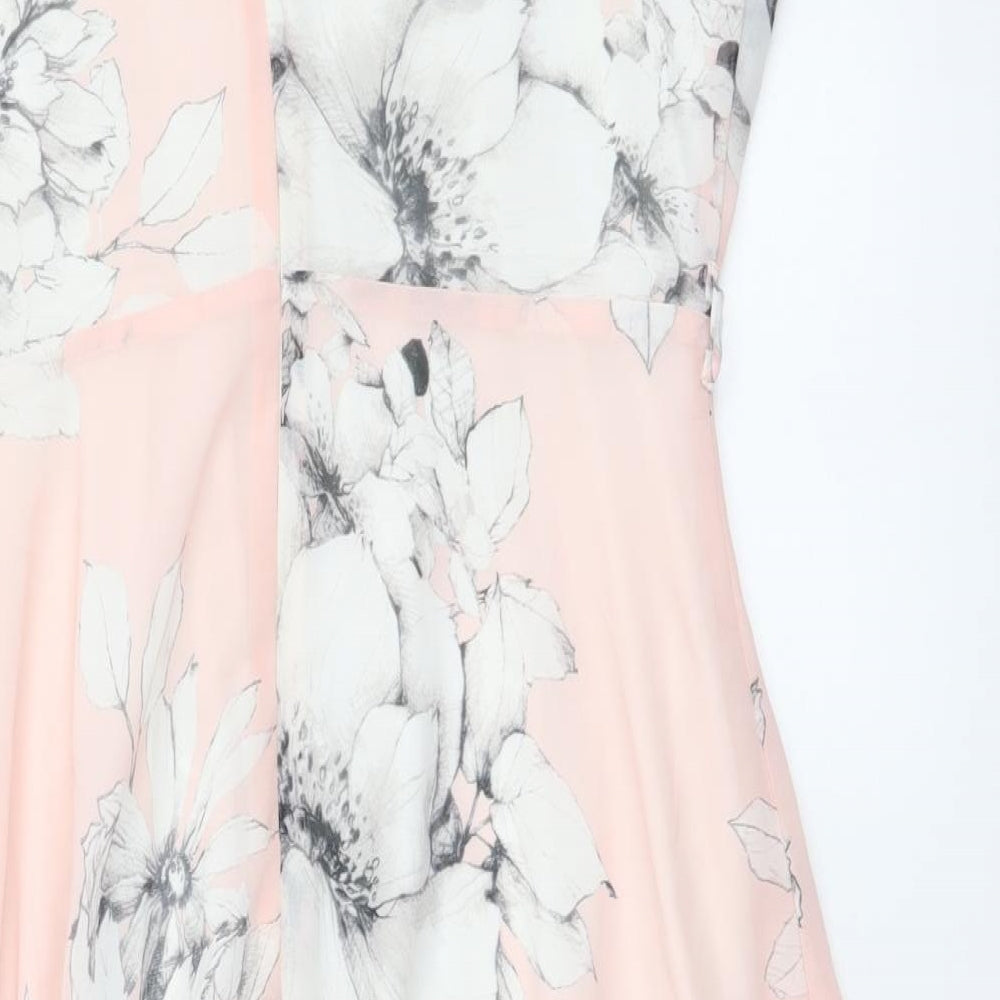 Dorothy Perkins Womens Pink Floral Polyester A-Line Size 14 Round Neck Pullover