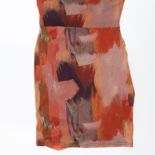 PRETTYLITTLETHING Womens Multicoloured Geometric Polyester Mini Size 6 Off the Shoulder Pullover