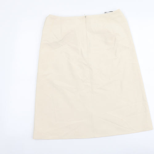 Marks and Spencer Womens Beige Polyester A-Line Skirt Size 10 Zip