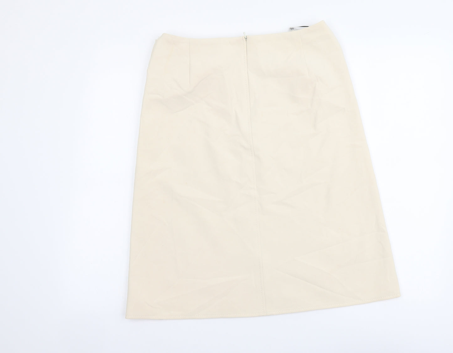 Marks and Spencer Womens Beige Polyester A-Line Skirt Size 10 Zip