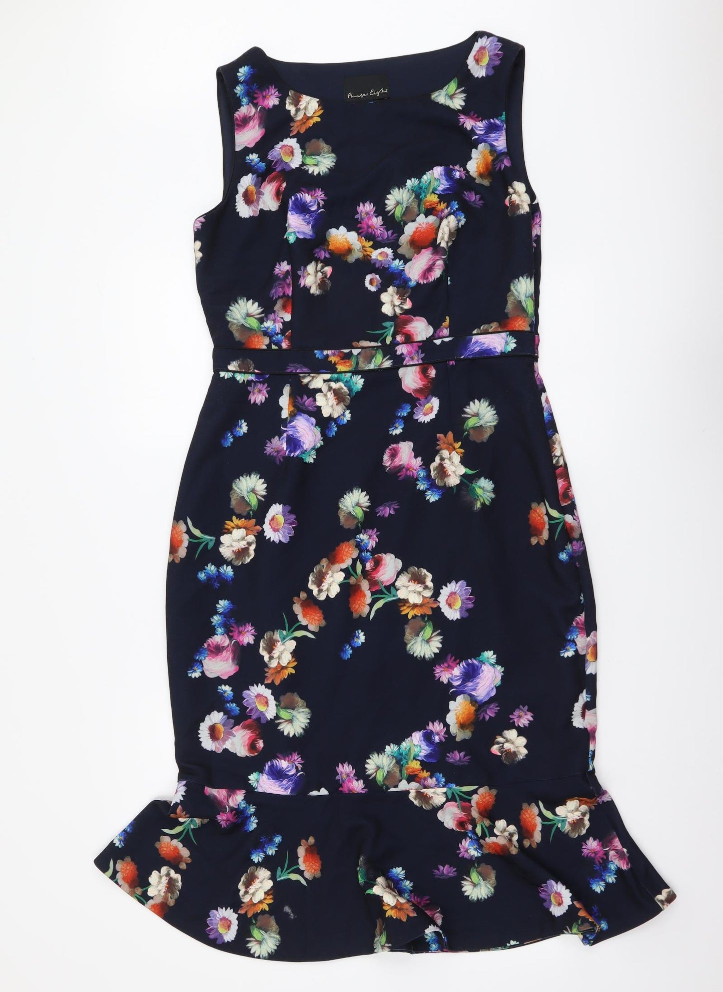 Phase Eight Womens Multicoloured Floral Polyester Mermaid Size 12 Round Neck Zip