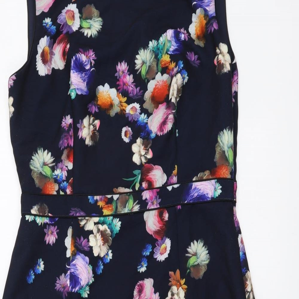 Phase Eight Womens Multicoloured Floral Polyester Mermaid Size 12 Round Neck Zip