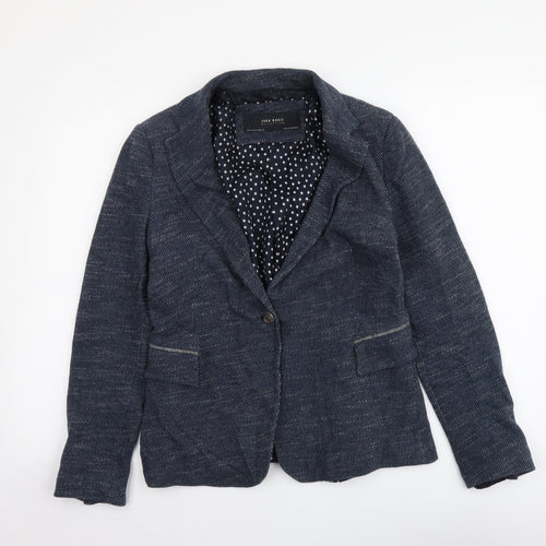 Zara Womens Blue Cotton Jacket Suit Jacket Size M