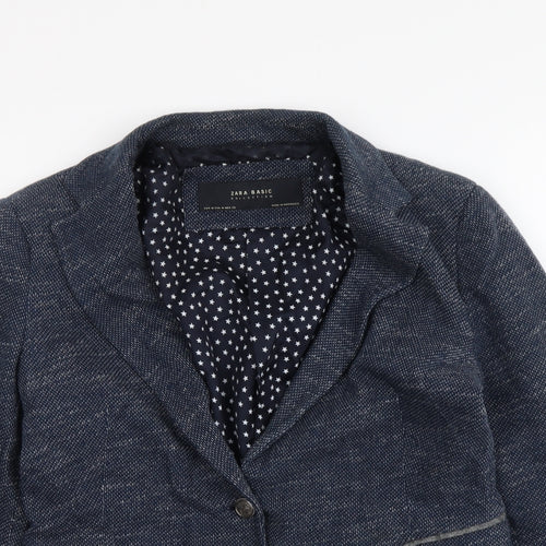 Zara Womens Blue Cotton Jacket Suit Jacket Size M