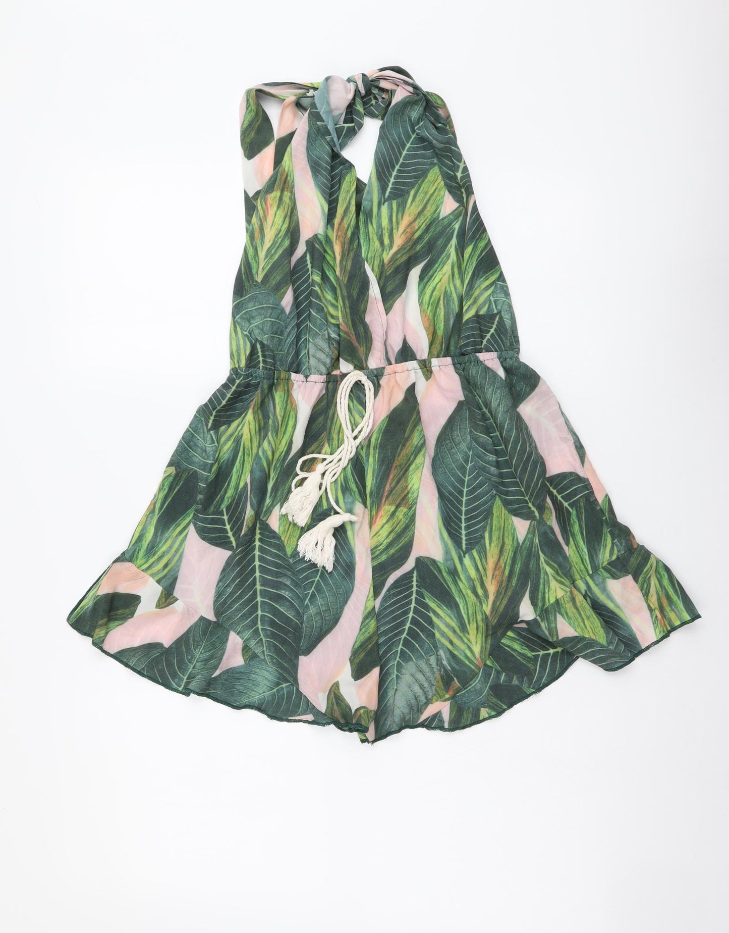 SheIn Womens Green Floral Polyester Playsuit One-Piece Size M Pullover