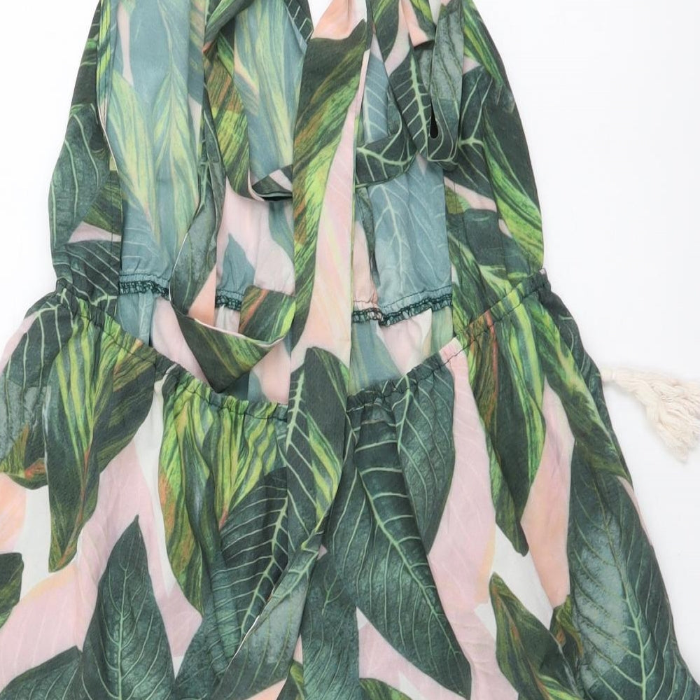 SheIn Womens Green Floral Polyester Playsuit One-Piece Size M Pullover