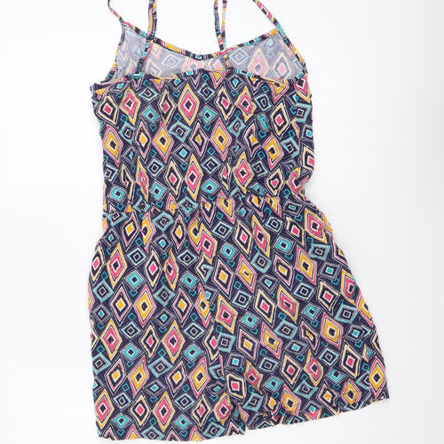 NEXT Womens Multicoloured Geometric Viscose Playsuit One-Piece Size 6 Pullover
