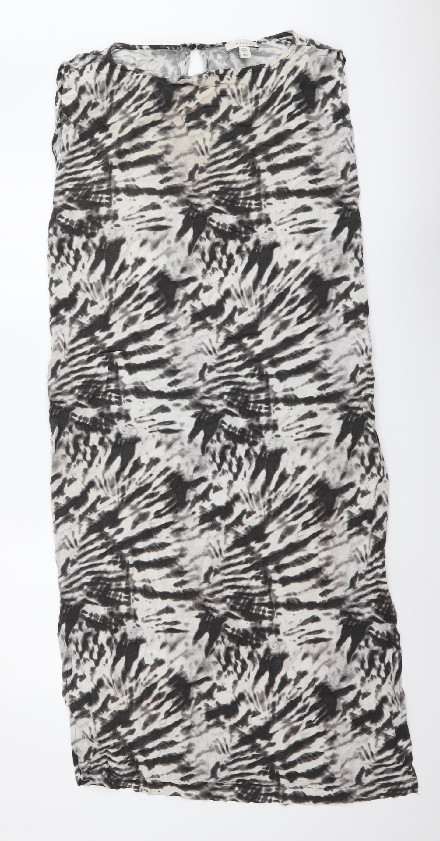 Topshop Womens Grey Animal Print Polyester T-Shirt Dress Size 6 Round Neck Pullover