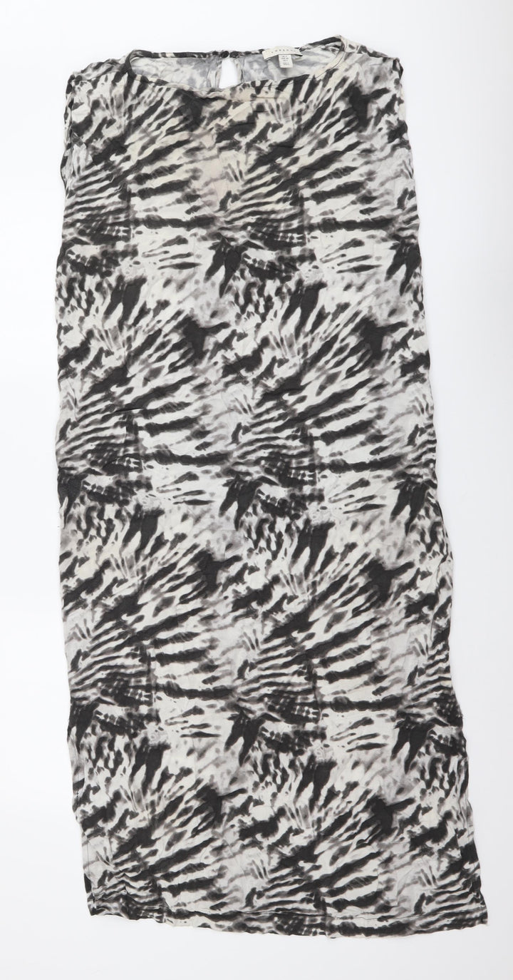 Topshop Womens Grey Animal Print Polyester T-Shirt Dress Size 6 Round Neck Pullover