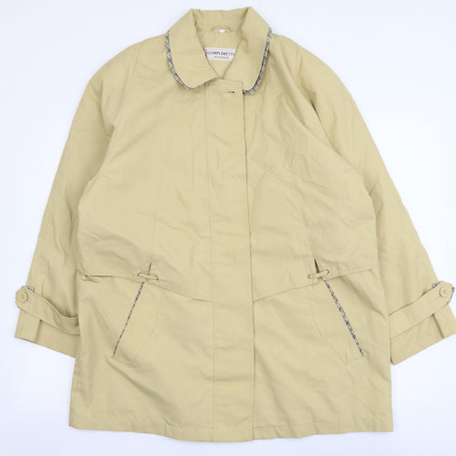 Compliments Womens Beige Pea Coat Coat Size 16 Button