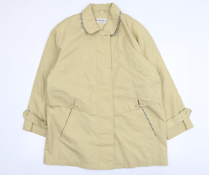 Compliments Womens Beige Pea Coat Coat Size 16 Button