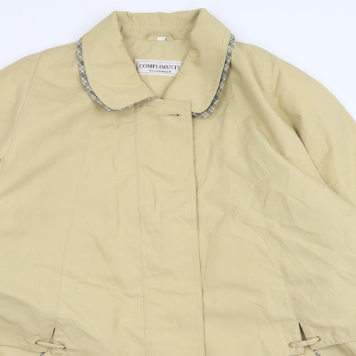 Compliments Womens Beige Pea Coat Coat Size 16 Button