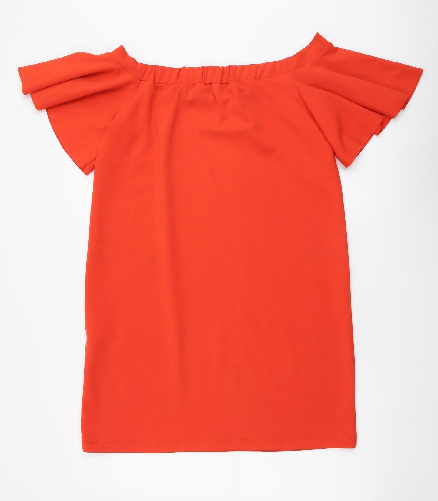 Warehouse Womens Red Polyester T-Shirt Dress Size 12 Off the Shoulder Pullover