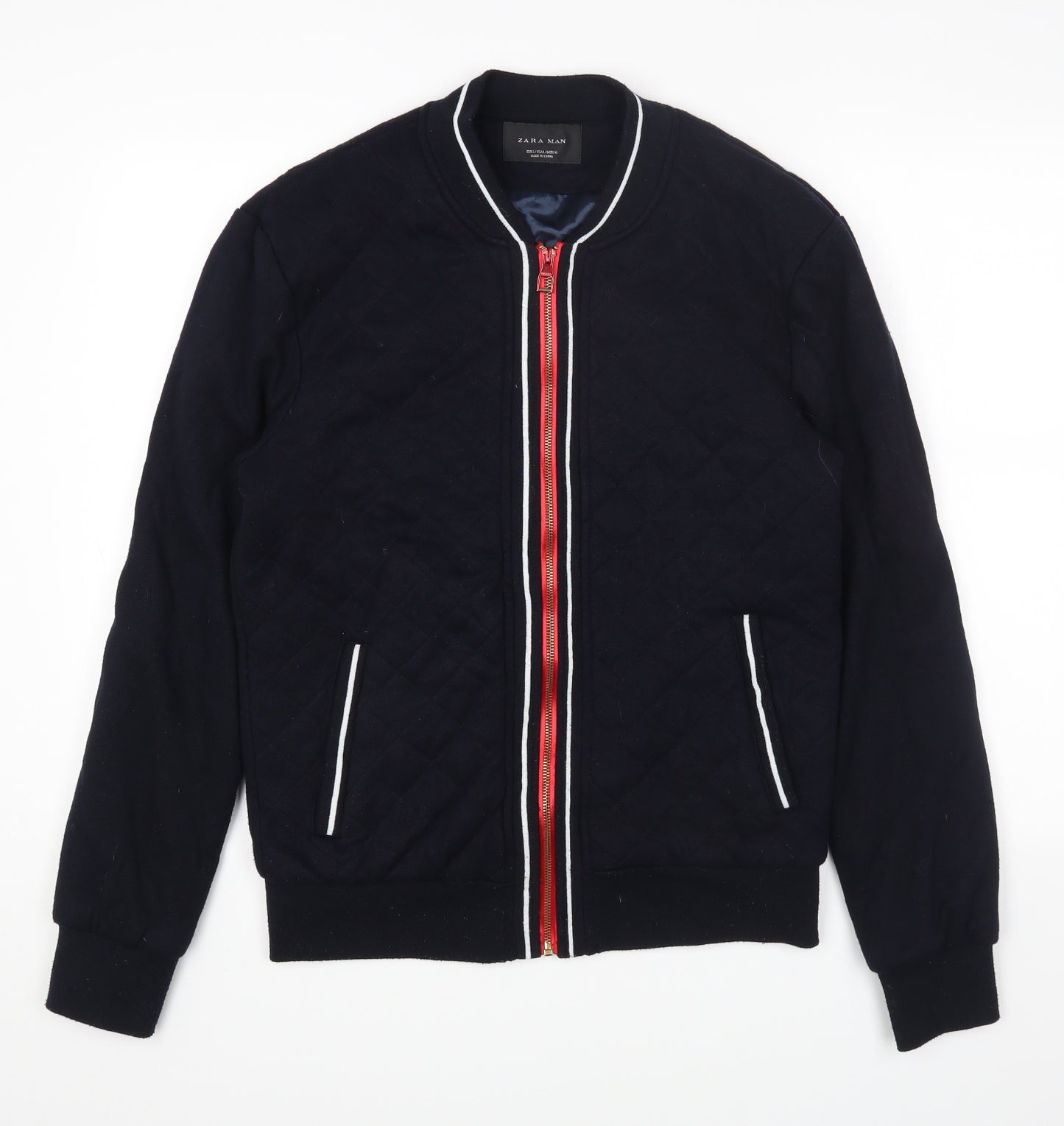 Zara Mens Blue Bomber Jacket Jacket Size L Zip